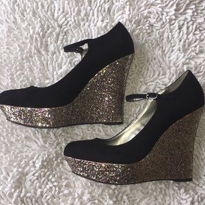 G by Guess Glitter Wedge Heels
